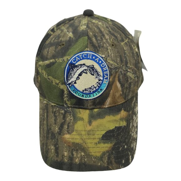 Mossy Oak Catch A Dream Patch Camo Tuck Strap Cap Trucker Hunter Fishing Hat NEW - Picture 1 of 13